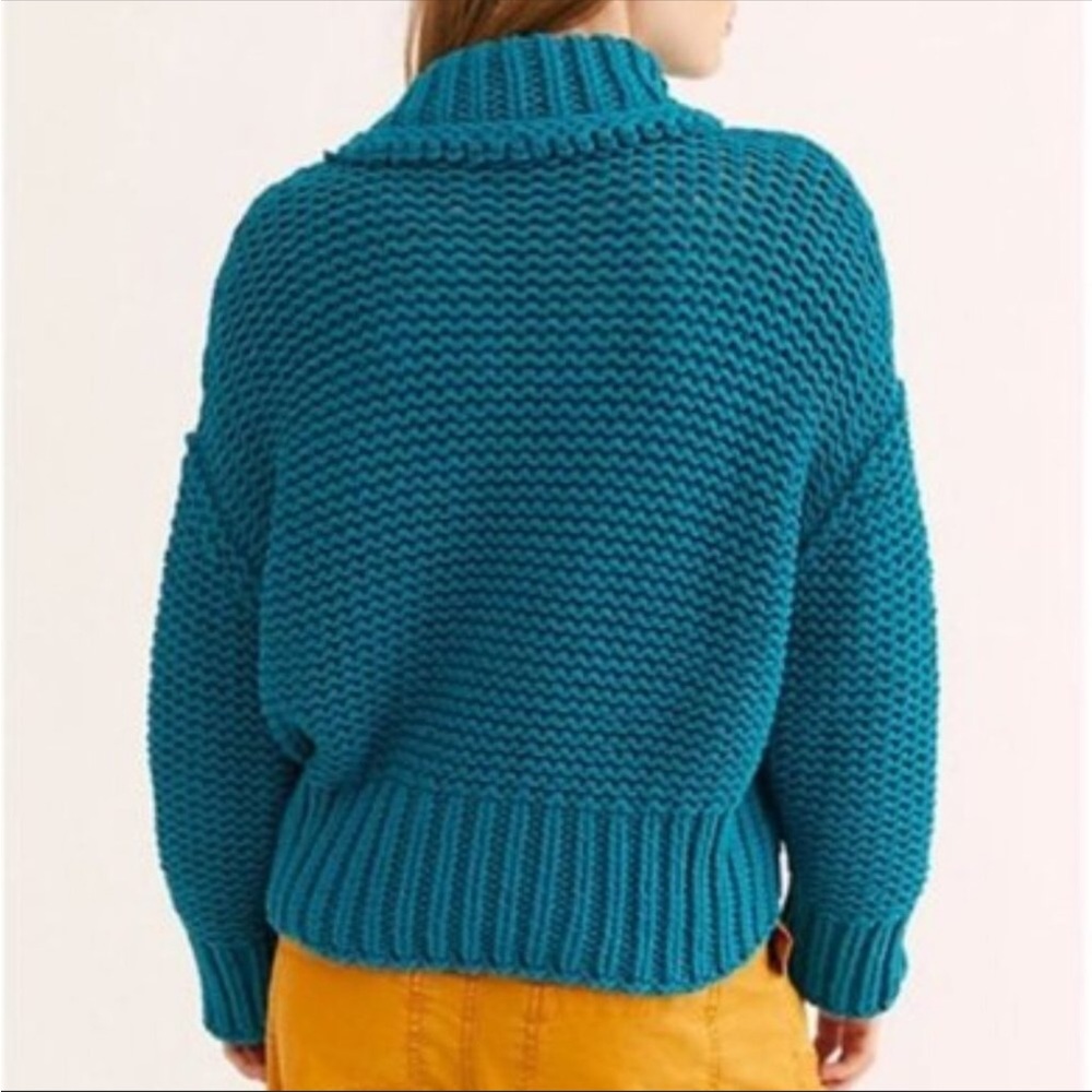 FREE PEOPLE My Only Sunshine Sweater Torquoise NWT - Picture 3 of 11